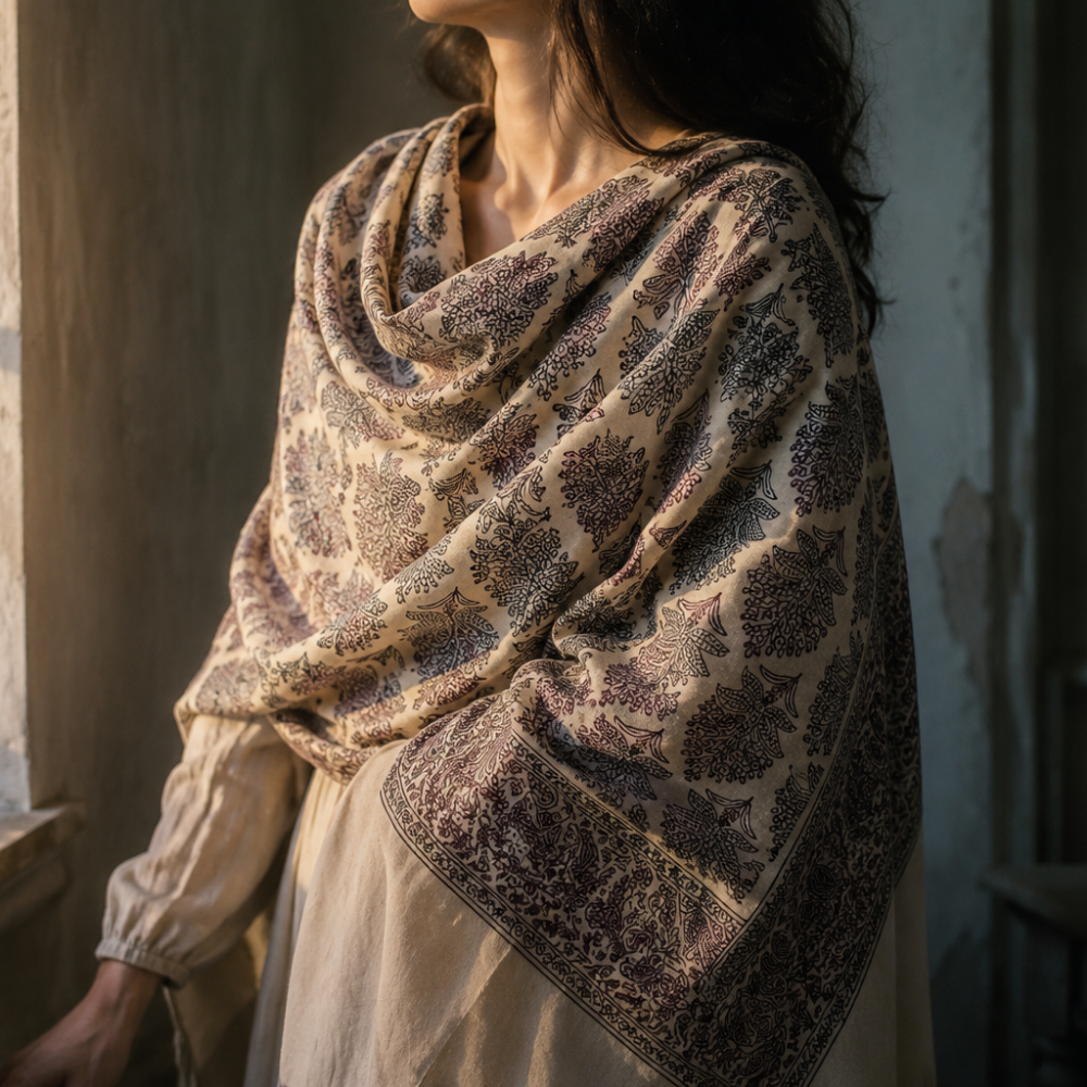 Sozni Pashmina Shawl - Indus Weavers