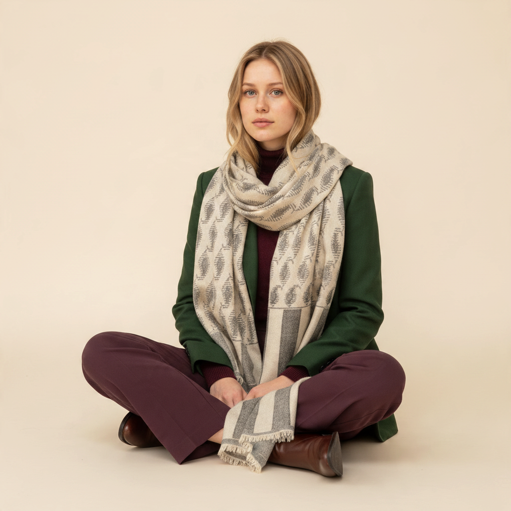 ETERNAL | Handwoven Black & White Kani Pashmina Shawl