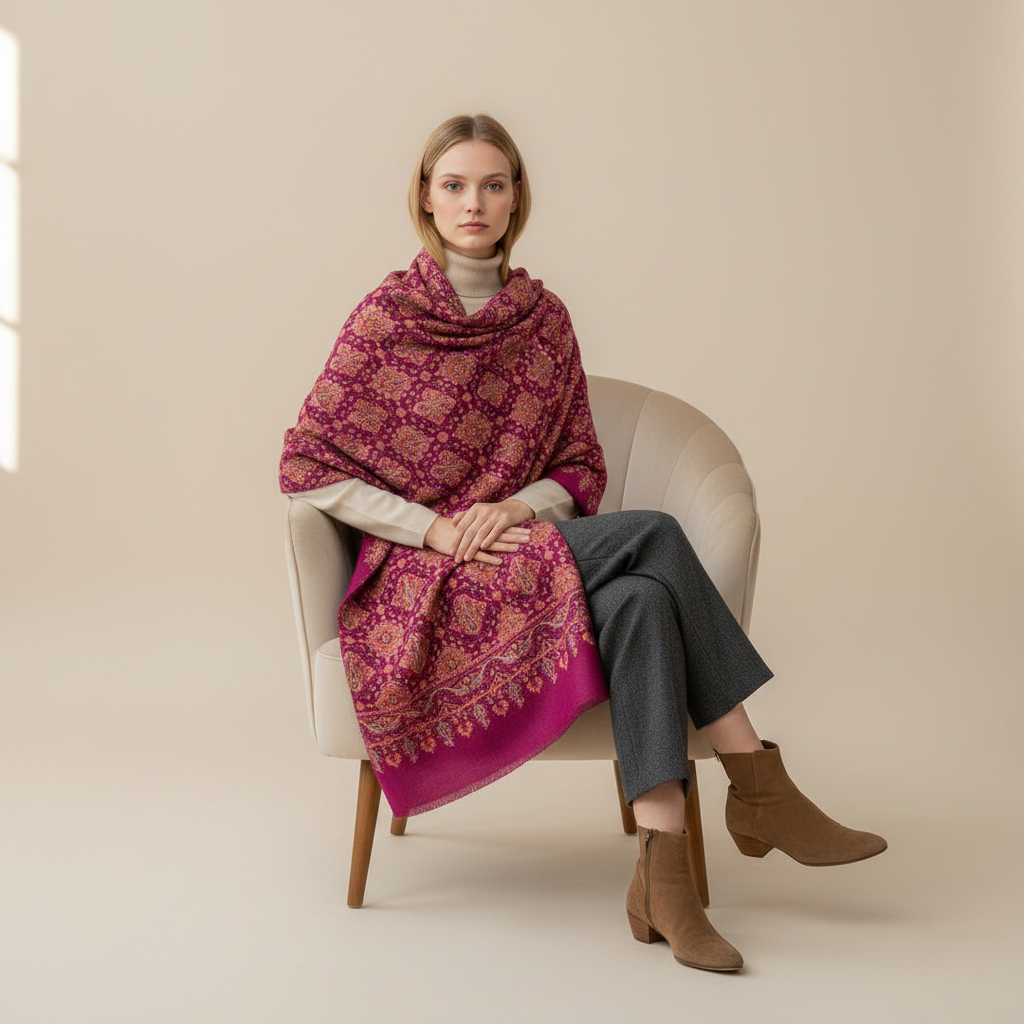 GULNAR – Handwoven Pure Kashmiri Pashmina Shawl | Limited Edition Luxury Cashmere Wrap