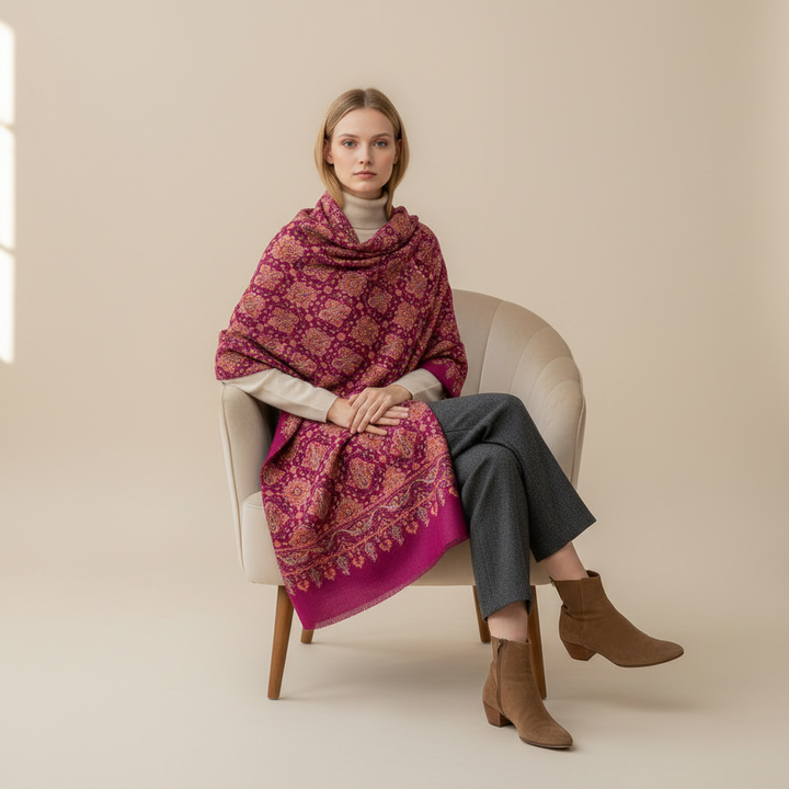 GULNAR – Handwoven Pure Kashmiri Pashmina Shawl | Limited Edition Luxury Cashmere Wrap