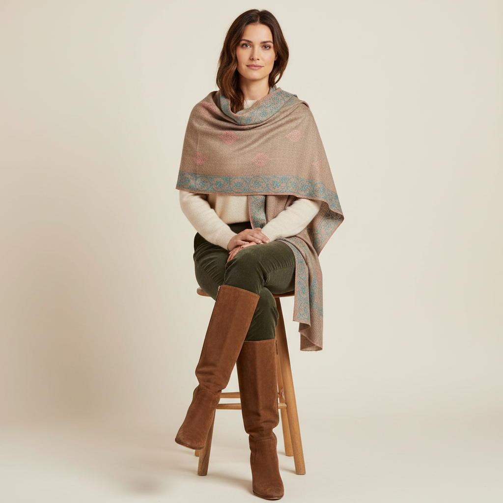 BLISS Pure Pashmina Shawl | Sozni Floral Embroidery