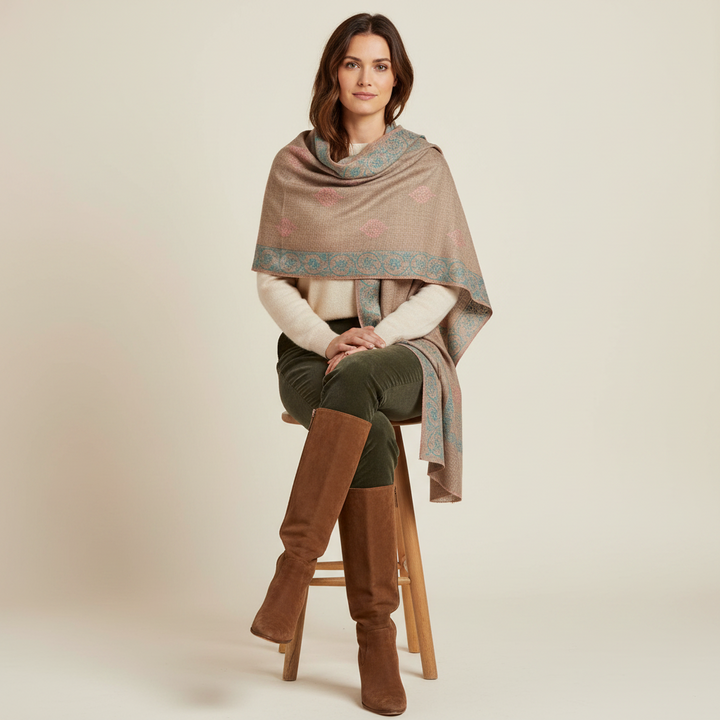 BLISS Pure Pashmina Shawl | Sozni Floral Embroidery