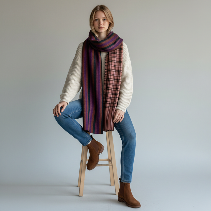 FIONA Pure Pashmina Shawl | Reversible Handwoven Weave