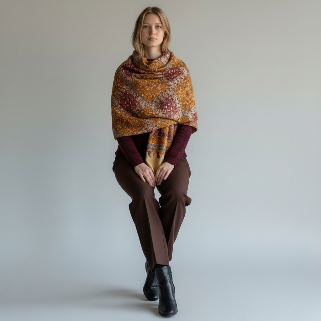 AMORE Pure Kashmiri Jamawar Pashmina Shawl | Hand Embroidered Luxury Cashmere Wrap