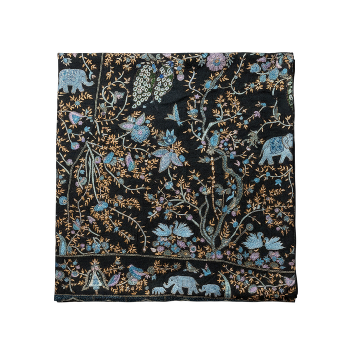 AYA Pure Pashmina Shawl | Kalamkari Peacock Embroidery- Archive