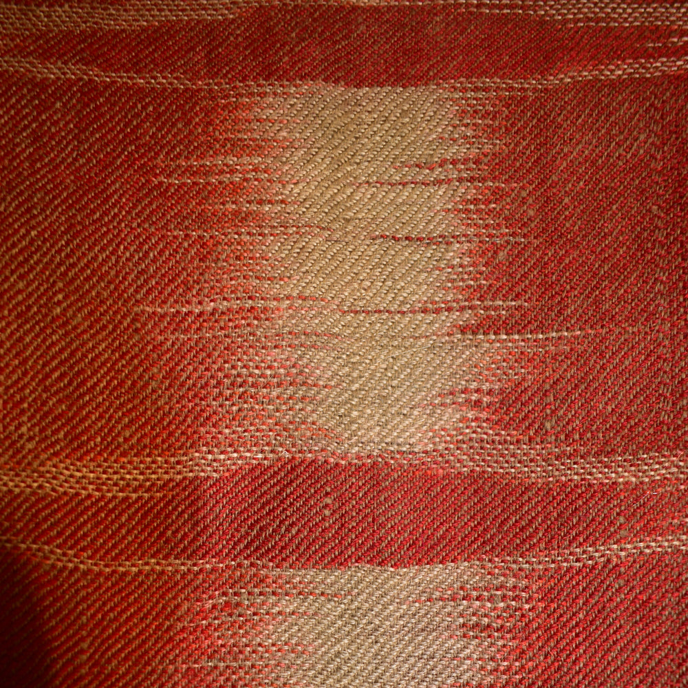 Close-up of red and beige ikat pashmina