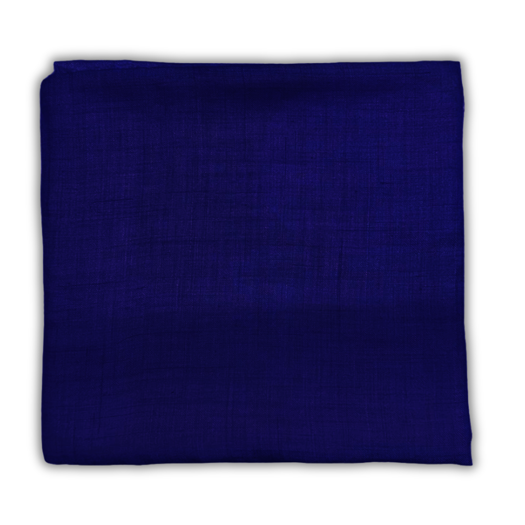 Folded blue pashmina shawl on a white background