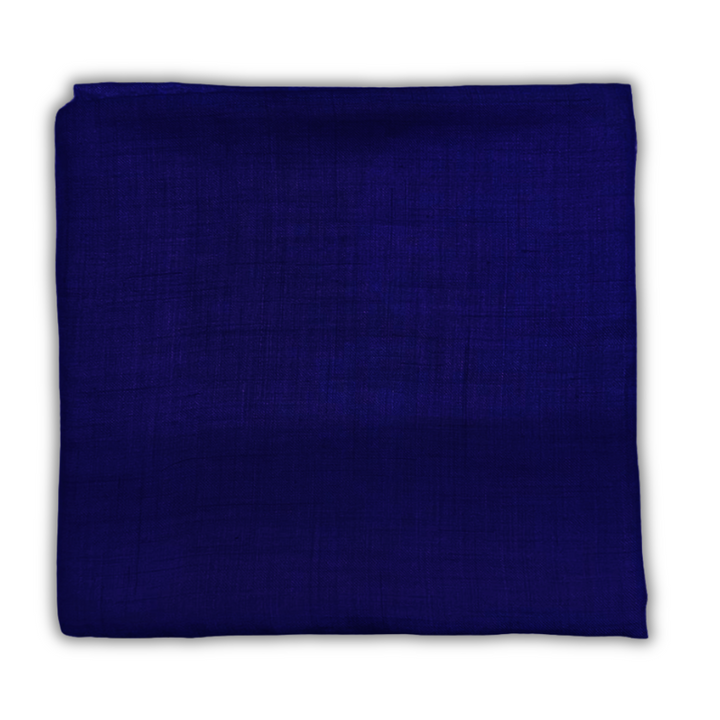 Folded blue pashmina shawl on a white background