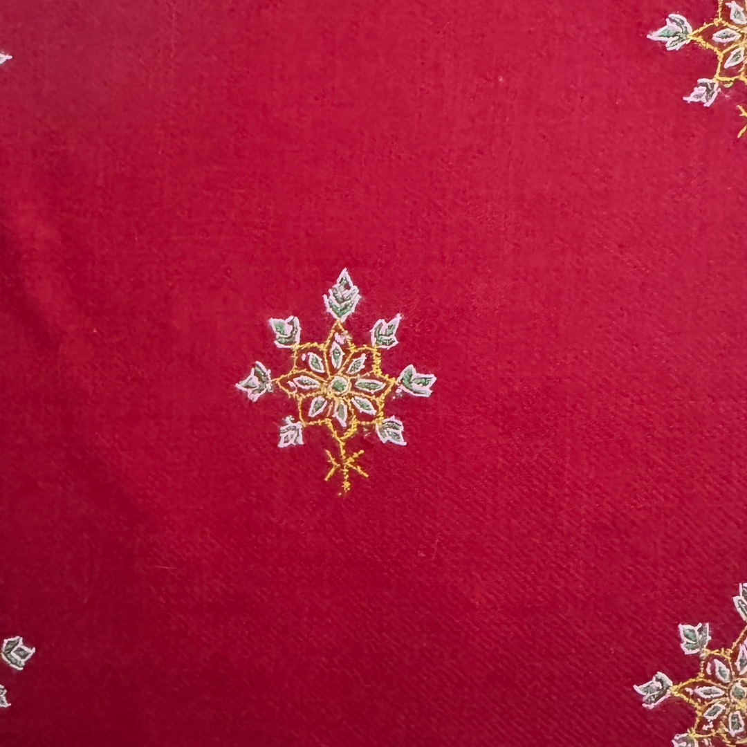 Red pocket Square closeup embroidery