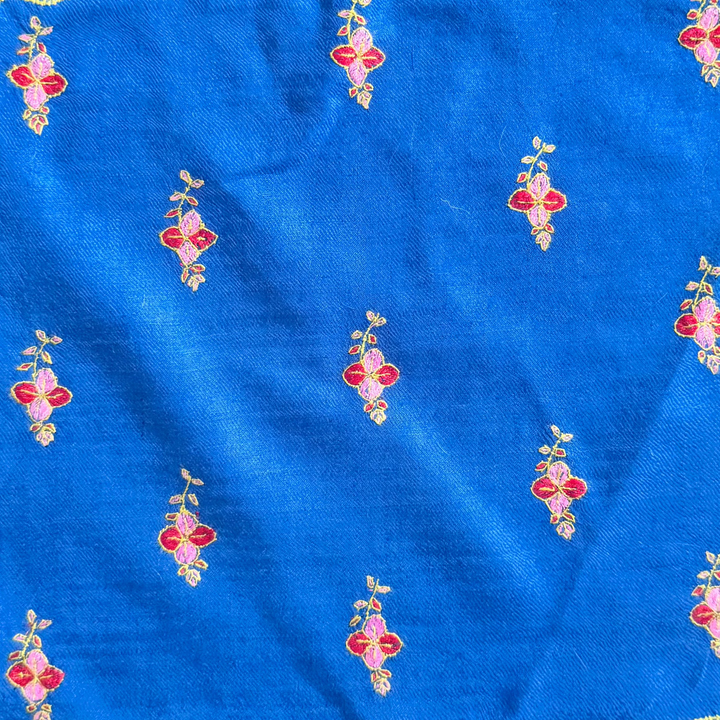 Blue with red flowers flat lay handkerchief