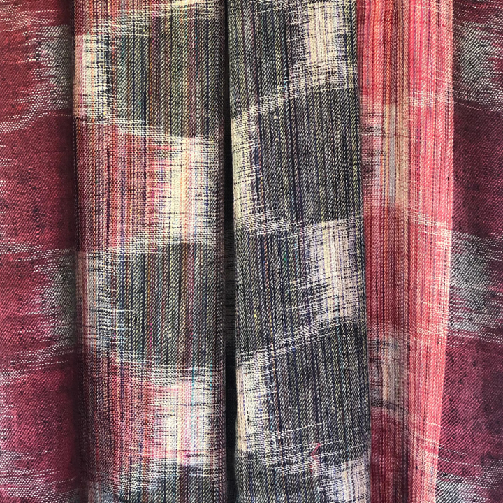 INA Ikat pashmina shawl red colour