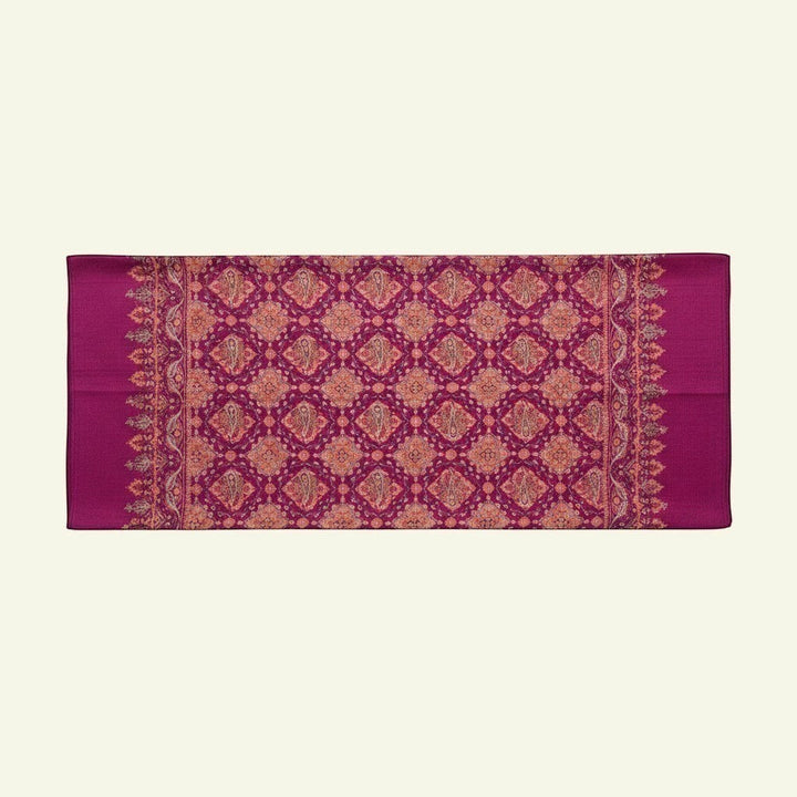 Indus Weavers GULNAR purple handwoven pure Kashmiri pashmina shawl with all-over Jamawar Sozni embroidery.