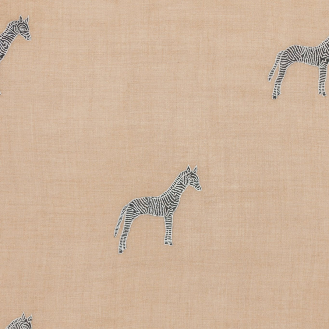 Modern striped cashmere wrap with fine hand-embroidered Sozni detailing