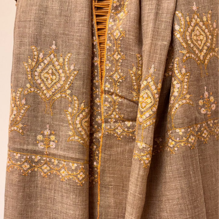 Pashmina Cashmere wrap perfect all season scarf brown frontal
