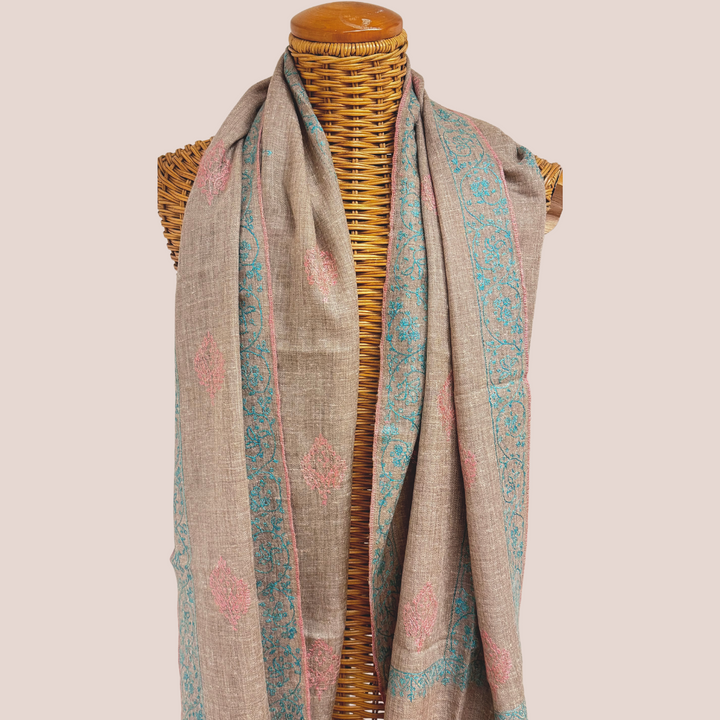 Pashmina Shawl Bliss draped over a mannequin on a plain background
