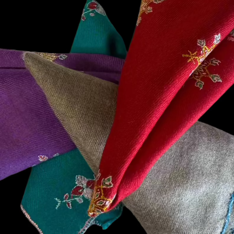 Pocket Square in Pashmina Multi Color FLat lay