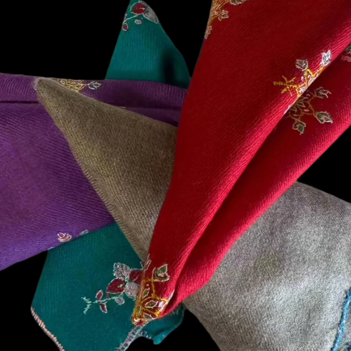 Pocket Square in Pashmina Multi Color FLat lay