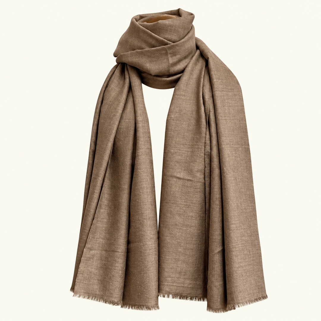 Pure ladakhi pashmina scarf in undyed  toosh brown  shade