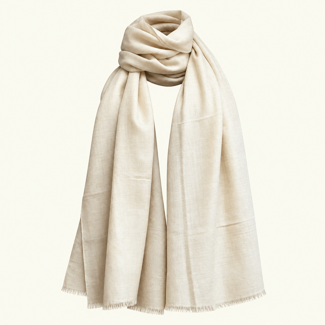 Pure ladakhi pashmina scarf in ivory shade