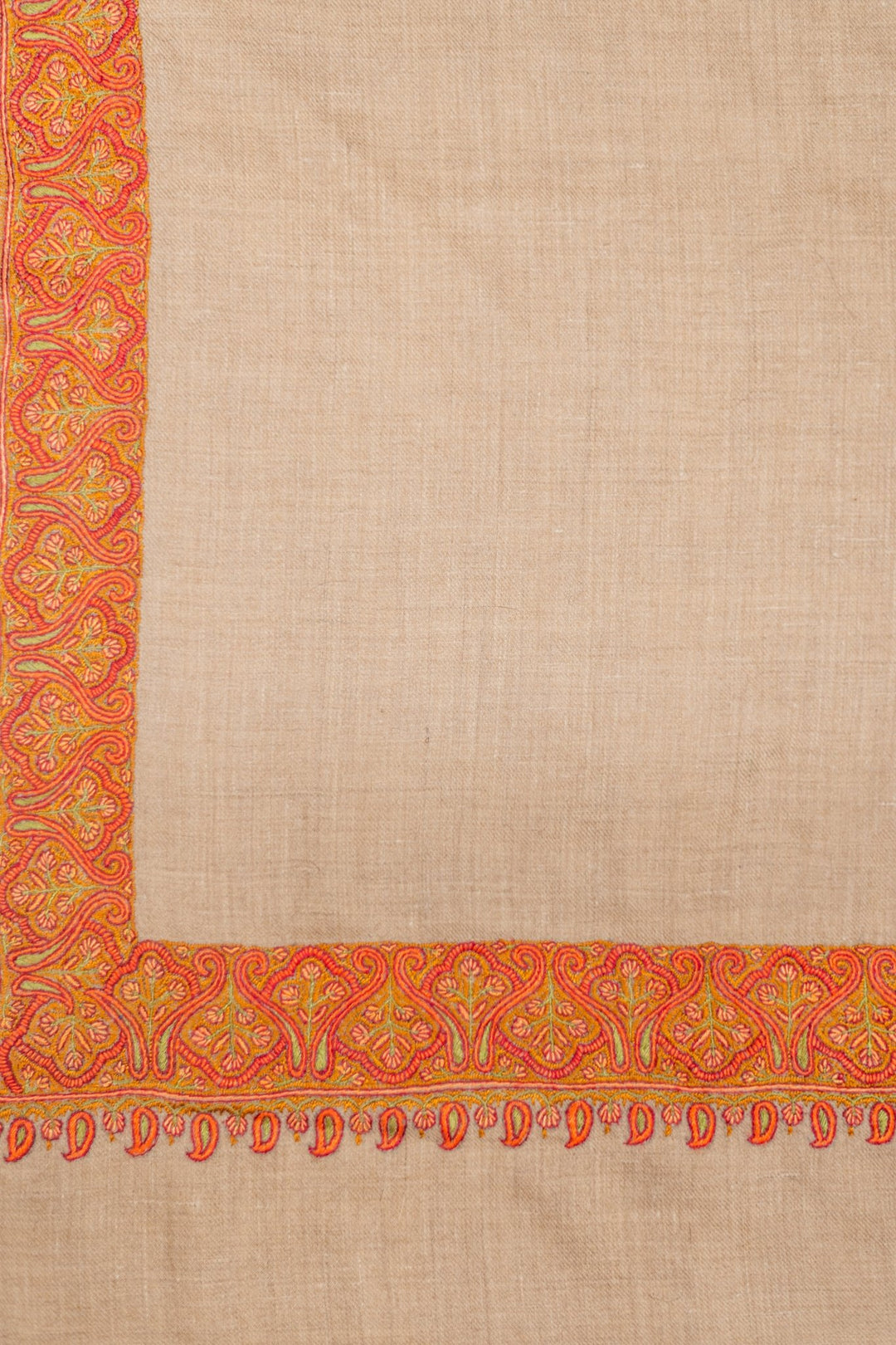 Pure wool shawl with subtle, hand-embroidered Sozni detailing