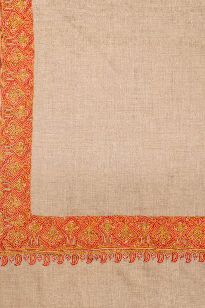 Pure wool shawl with subtle, hand-embroidered Sozni detailing