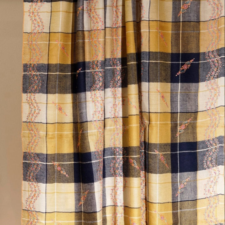 Reversible Pashmina shawl BEIL checkered pattern