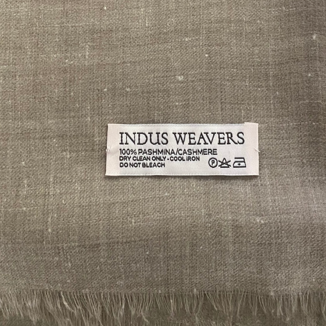 Pure Ladakhi Pashmina Shawl – Flat Lay of Natural Undyed Ivory & Toosh Cashmere Wrap | Indus Weavers