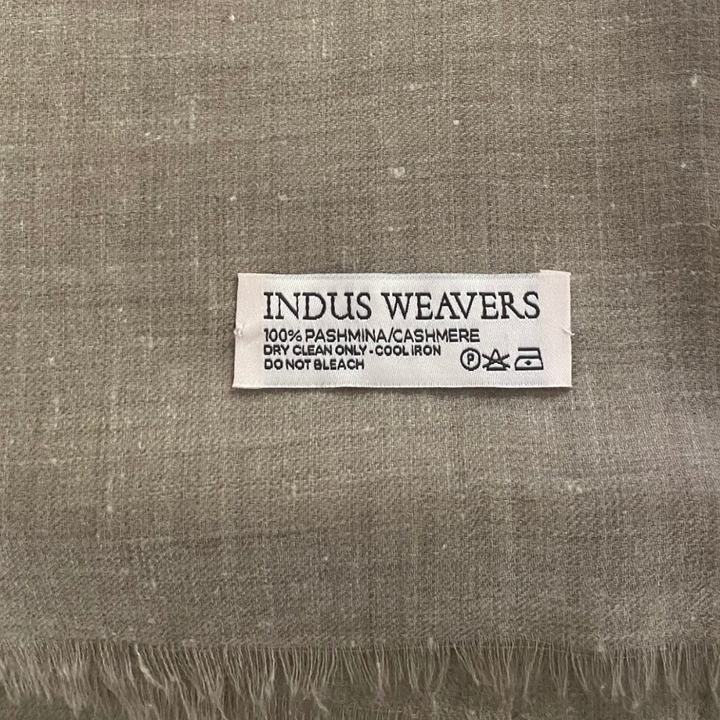 Pure Ladakhi Pashmina Shawl – Flat Lay of Natural Undyed Ivory & Toosh Cashmere Wrap | Indus Weavers