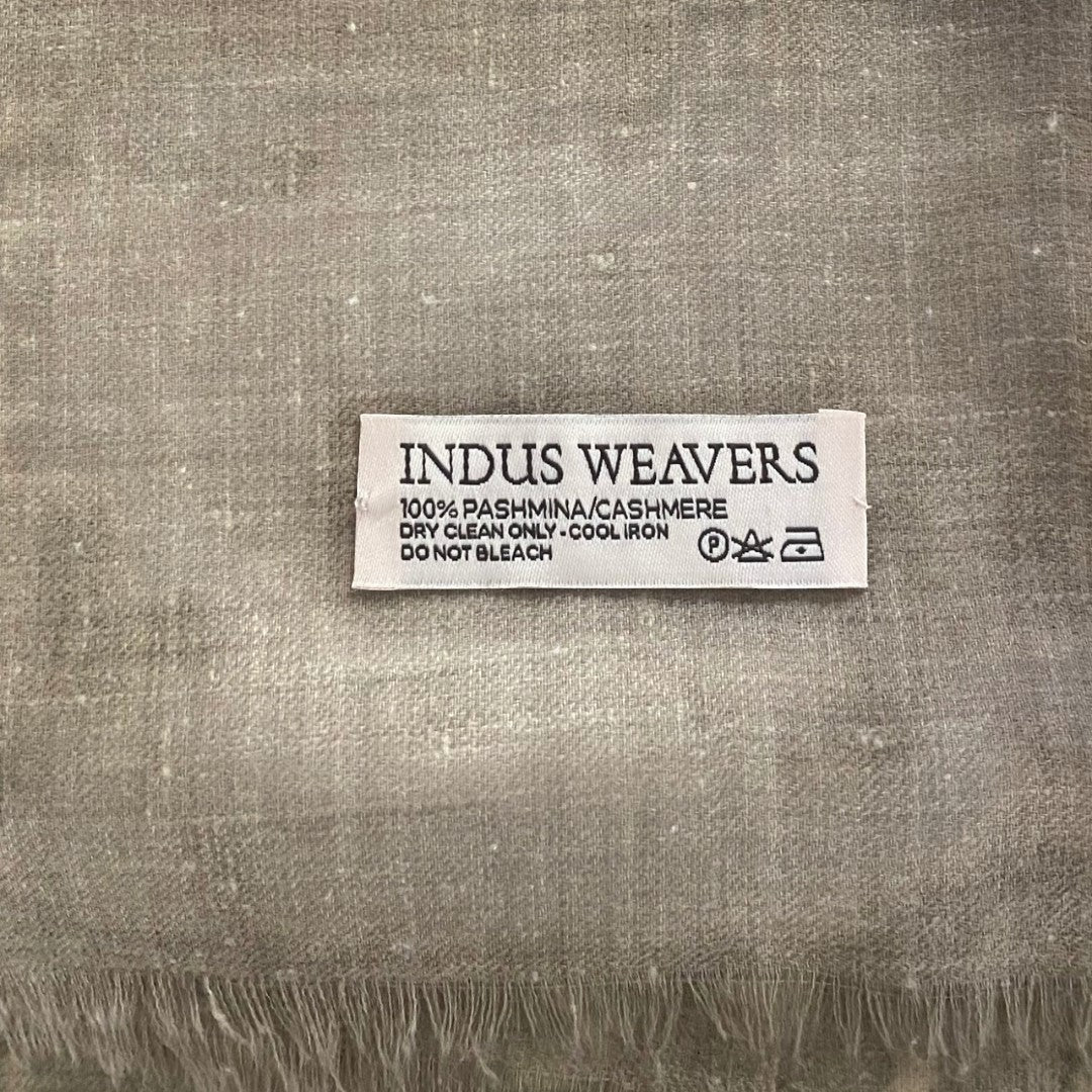 Pure Ladakhi Pashmina Shawl – Flat Lay of Natural Undyed Ivory & Toosh Cashmere Wrap | Indus Weavers