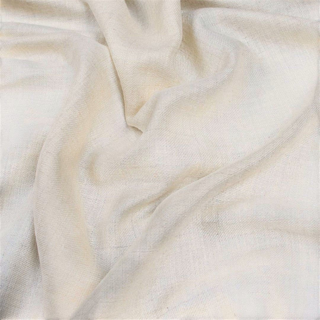 Natural Ladakhi Pashmina – Close-Up of Undyed Pure Cashmere Weave Texture & Natural Tone Detail | Indus Weavers