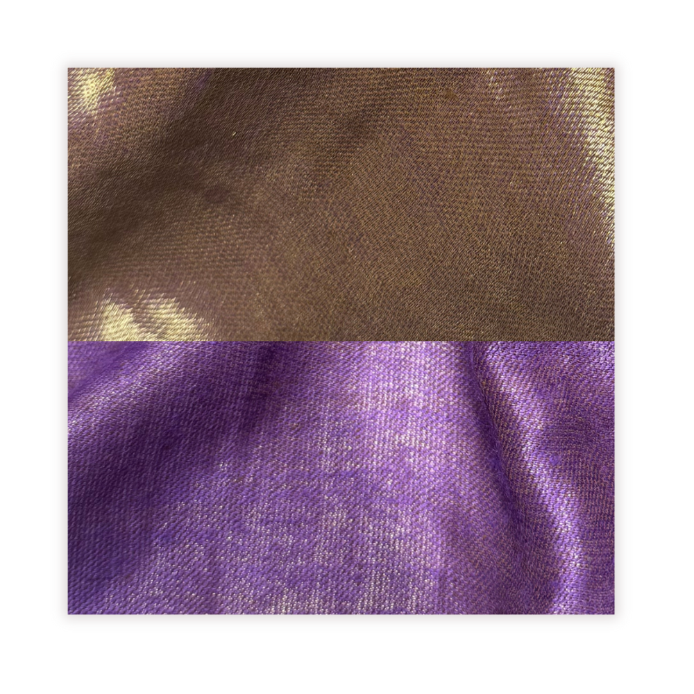pashmina Two color swatches, one golden brown and one purple, on a white background.