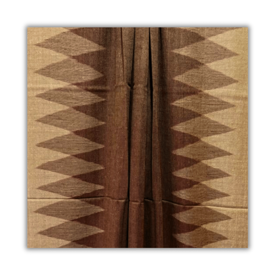 Brown & Beige toned Ikat Pashmina - Indus Weavers