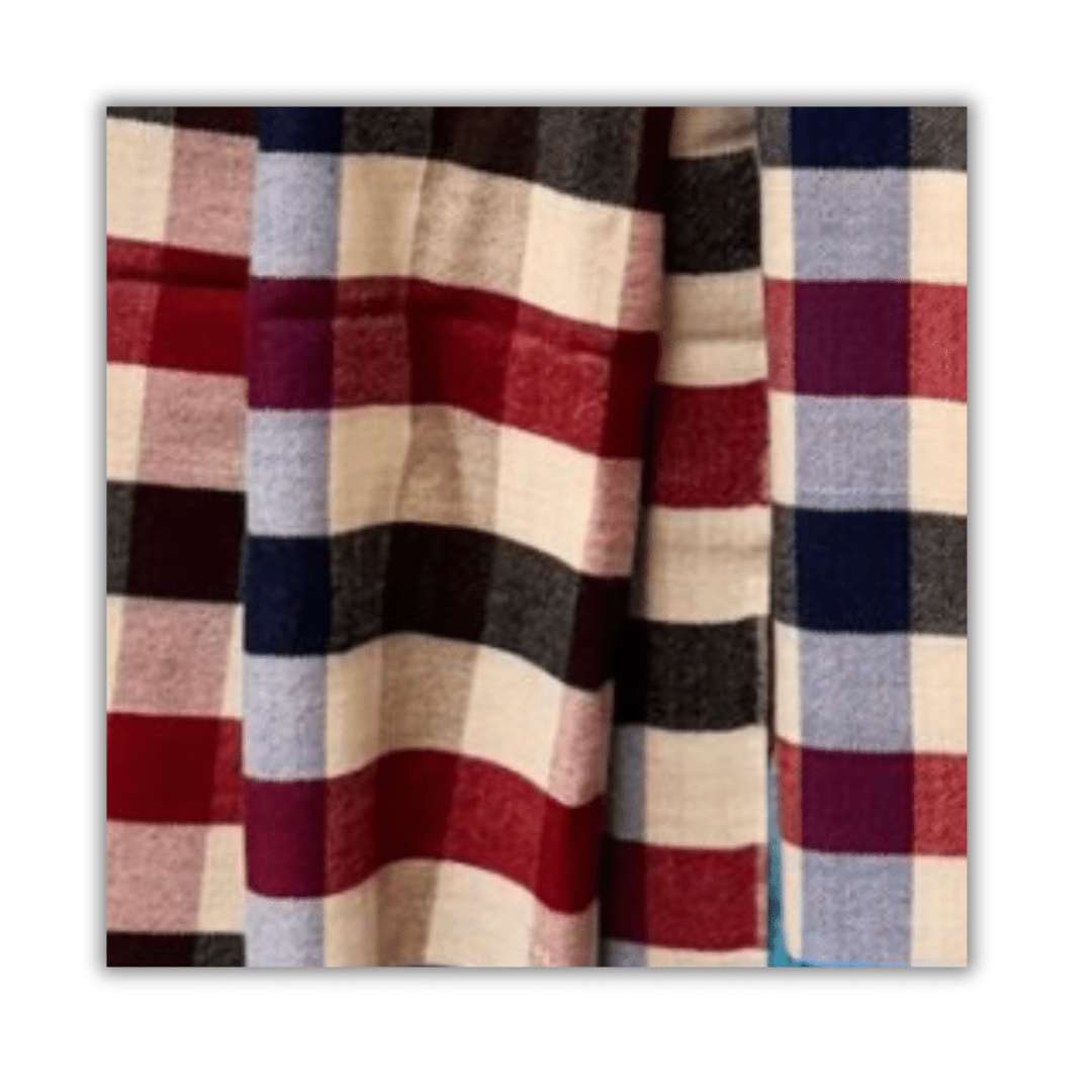 Checkered Pashmina Shawl - Red & Black - Indus Weavers