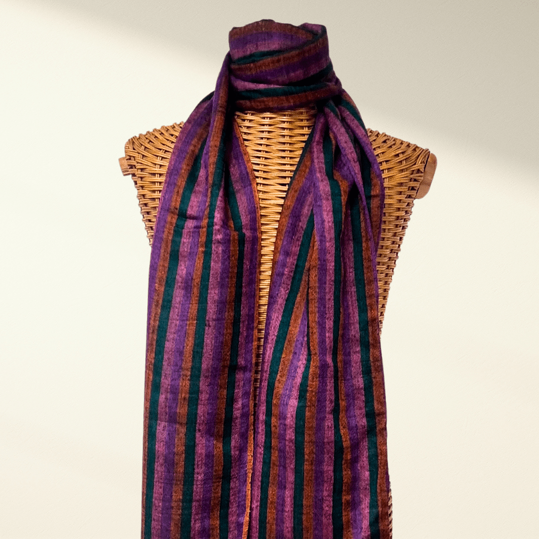 FIONA – Handwoven Reversible Pashmina Shawl | 100% Pure Cashmere Luxury Wrap (Shades of Purple & Green) - Indus Weavers
