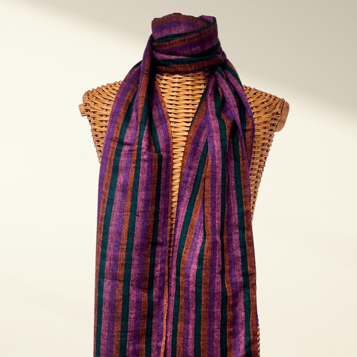 FIONA – Handwoven Reversible Pashmina Shawl | 100% Pure Cashmere Luxury Wrap (Shades of Purple & Green) - Indus Weavers
