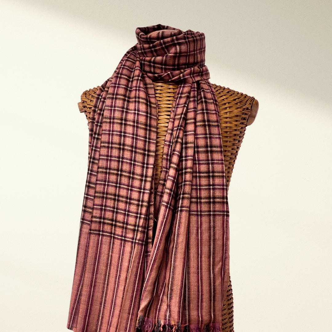 FIONA – Handwoven Reversible Pashmina Shawl | 100% Pure Cashmere Luxury Wrap (Shades of Purple & Green) - Indus Weavers