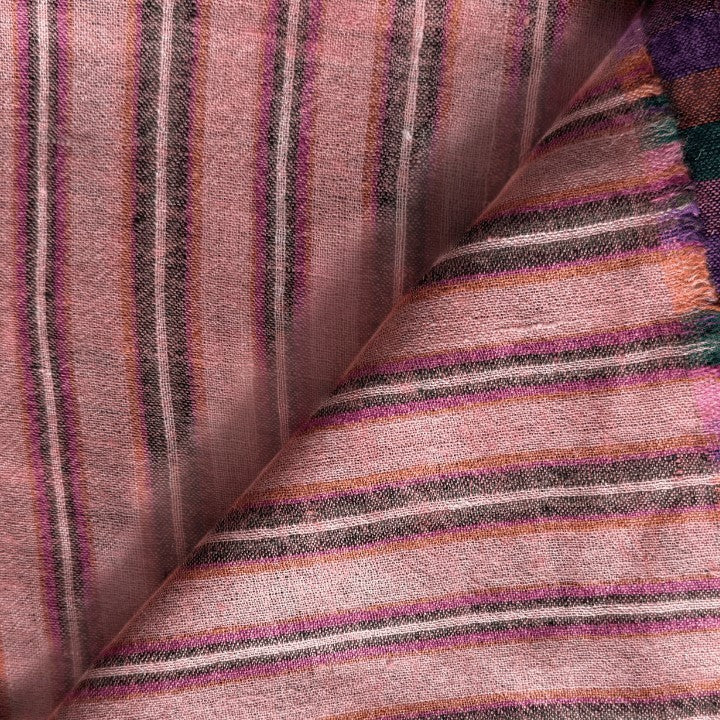 FIONA Handwoven Reversible Pashmina – 159g Featherlight Cashmere Wrap in Purple Green & Brown | Indus Weavers