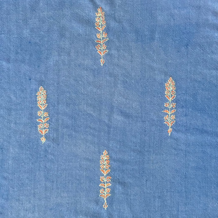 floral patterns all over blue pure pashmina pocket square