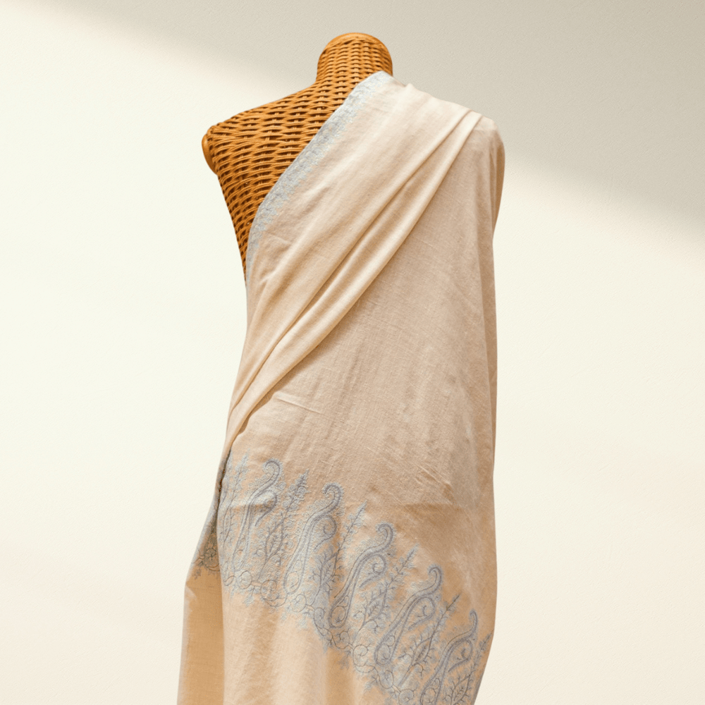 Handwoven AQUA Pashmina Shawl Soft Luxury Kashmiri Wrap - Indus Weavers