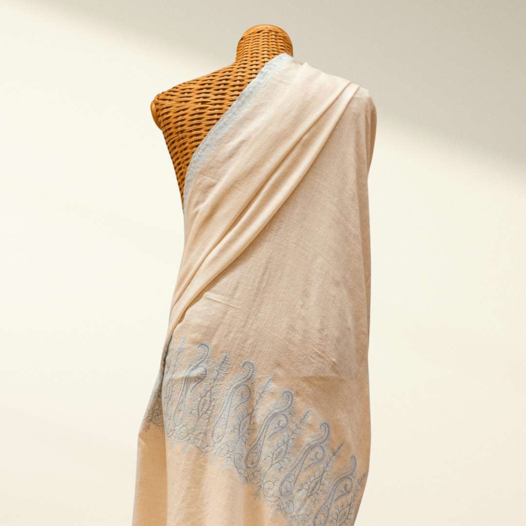 Handwoven AQUA Pashmina Shawl Soft Luxury Kashmiri Wrap - Indus Weavers