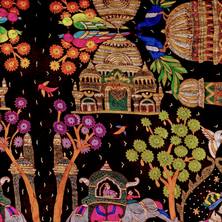 Handwoven DARBAR Kalamkari Pashmina Shawl Soft Elegant Cashmere Wrap - Indus Weavers