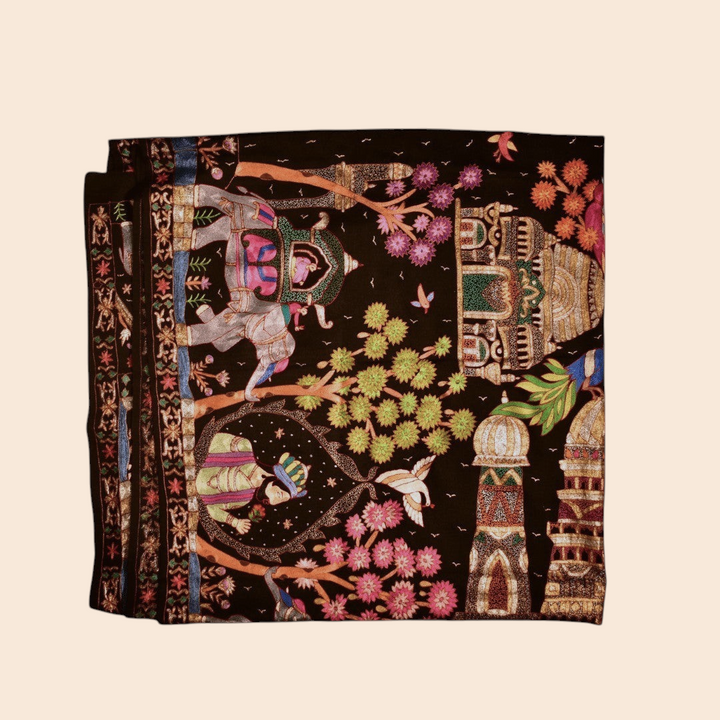 Handwoven DARBAR Kalamkari Pashmina Shawl Soft Elegant Cashmere Wrap - Indus Weavers