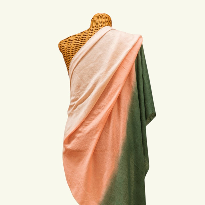 OMBRE Pashmina Shawl – Flat Lay Showing Gradient Ombré Colour Transitions in Pure Cashmere | Indus Weavers