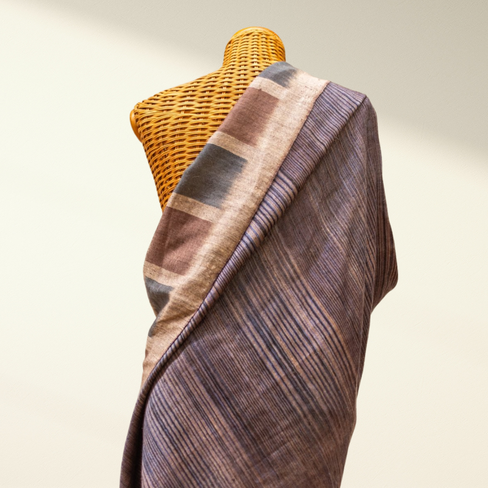 ikat pashmina draped on mannequin