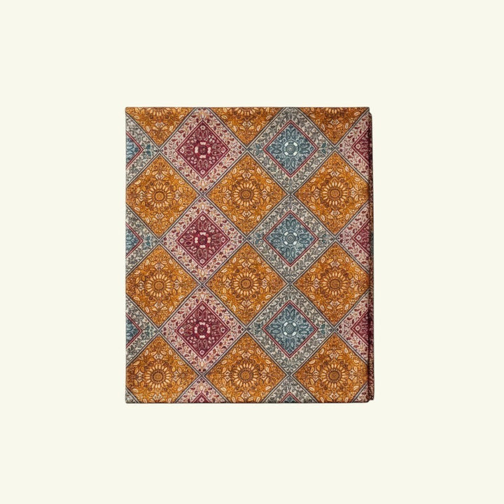 AMORE Pure Cashmere Jamawar Wrap – Detail Shot of Hand Stitched Jamawar Pattern by Master Artisan Tasiya | Indus Weavers