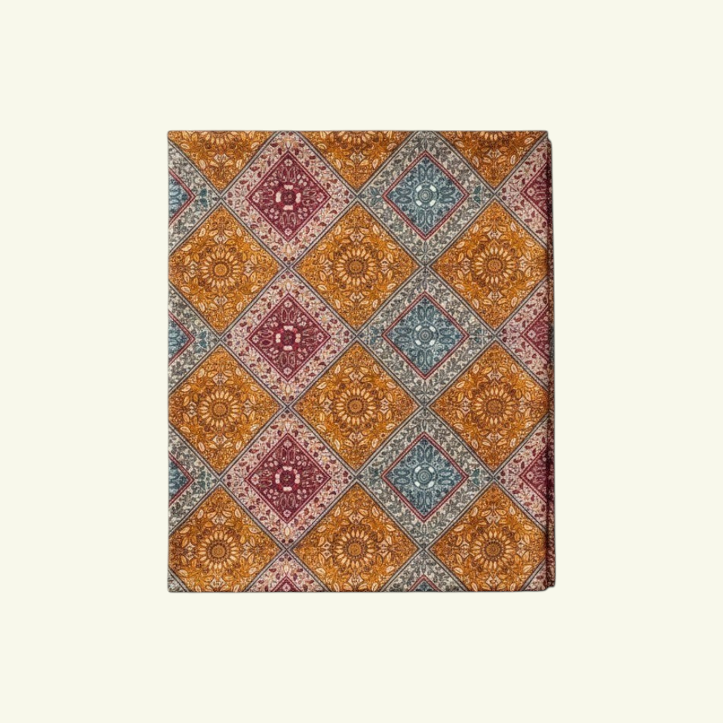 AMORE Pure Cashmere Jamawar Wrap – Detail Shot of Hand Stitched Jamawar Pattern by Master Artisan Tasiya | Indus Weavers