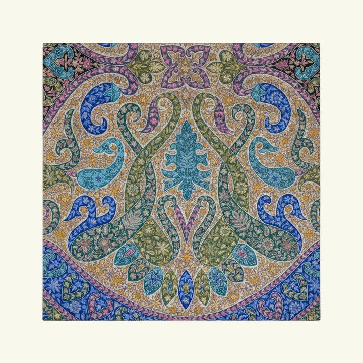 REGINA Pure Pashmina Shawl – Detail of Sozni Embroidery & Kalamkari Hand-Painted Motifs by Artisan Gulzar | Indus Weavers