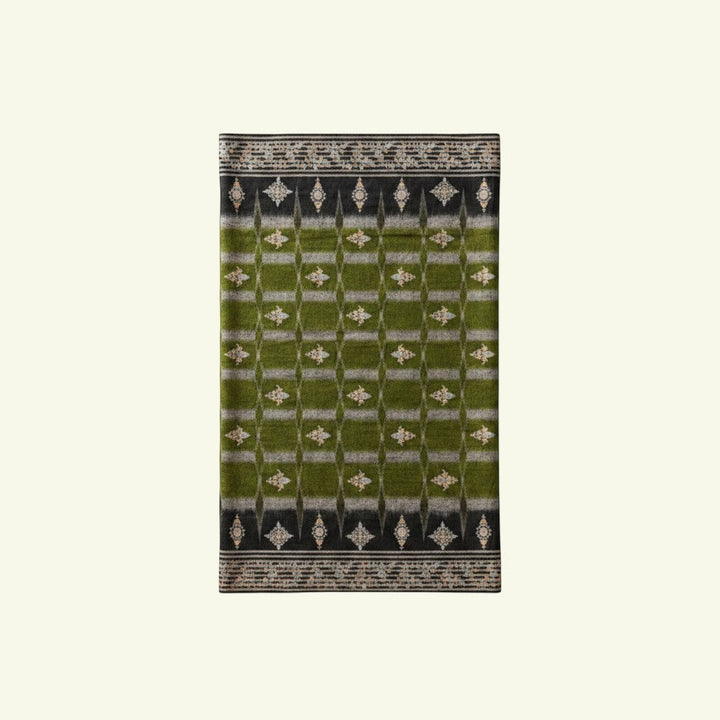 COSMIC Luxury Cashmere Wrap – Close-Up of Green & Blue Ombré Gradient with Sozni Embroidery & Checkered Border | Indus Weavers