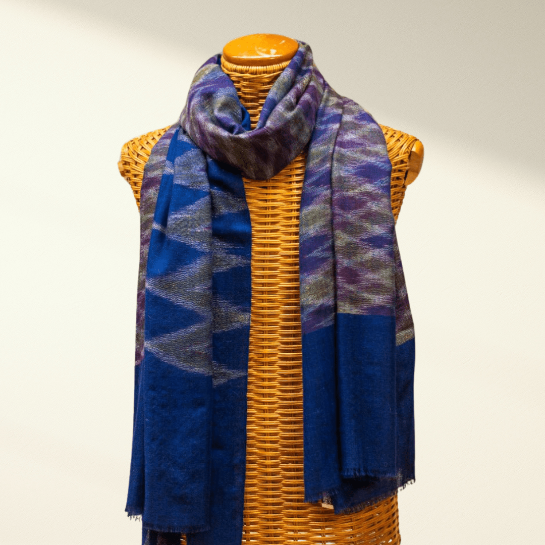 IRIS Pashmina Shawl – Handwoven Ikat Cashmere Wrap - Indus Weavers