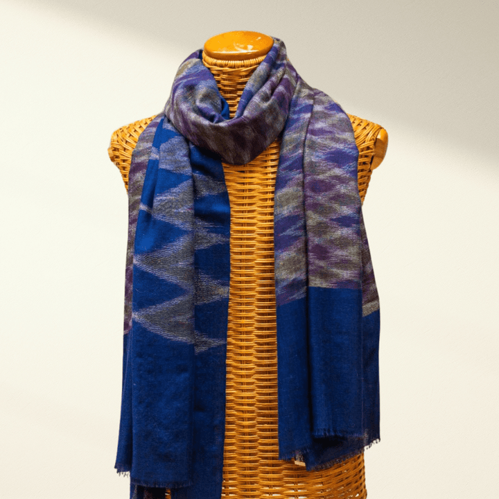 IRIS Pashmina Shawl – Handwoven Ikat Cashmere Wrap - Indus Weavers